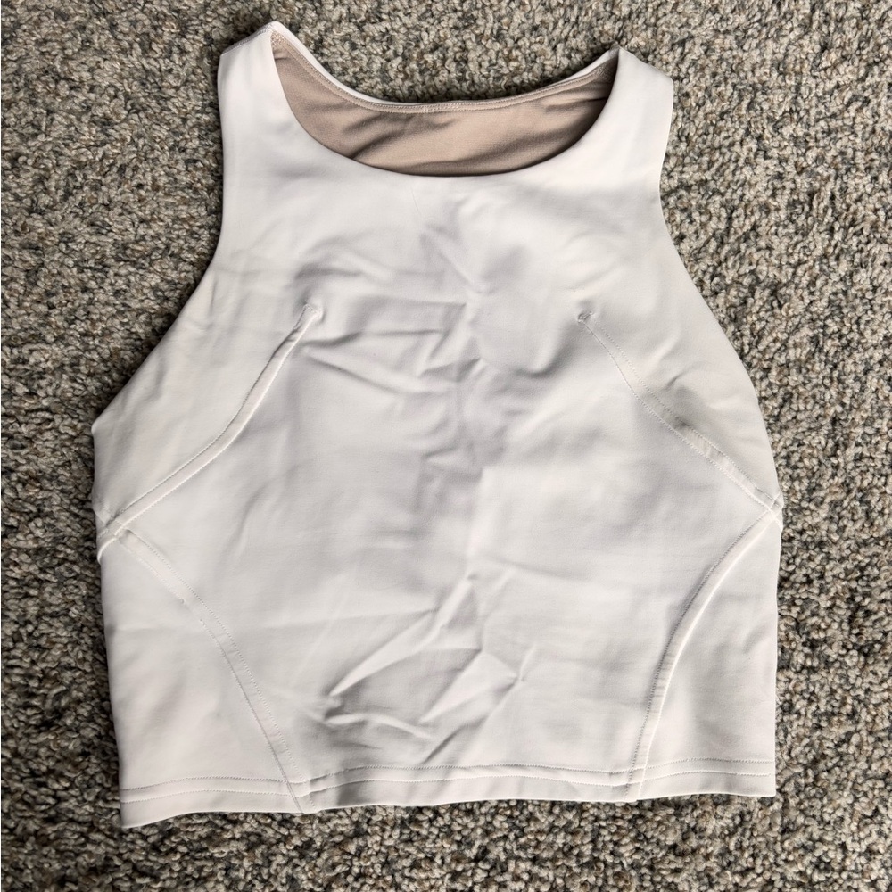 White invigorate lululemon tank top with build in bra